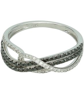 Pierścionek z białego złota 585 z czarnymi i białymi diamentami 0,51 ct – 90 brylantów - rozmiar 15.jpg