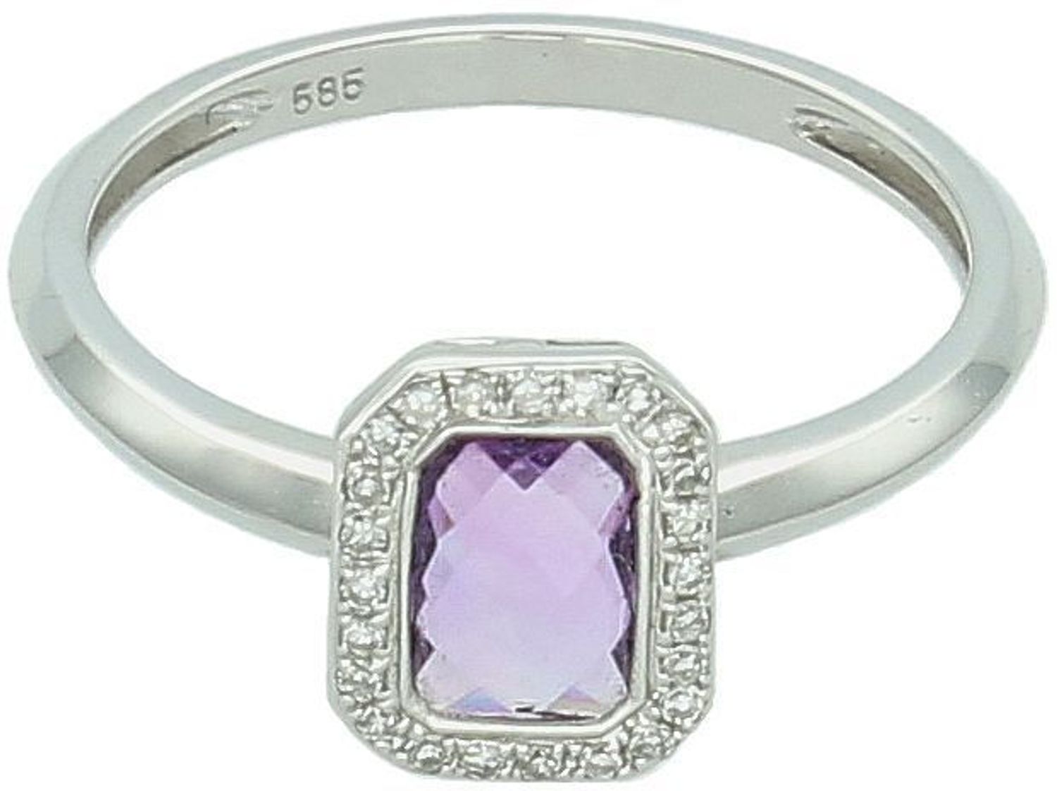 Złoty pierścionek z białego złota z ametystem i diamentami  Rozmiar 14  R36978W5.jpg