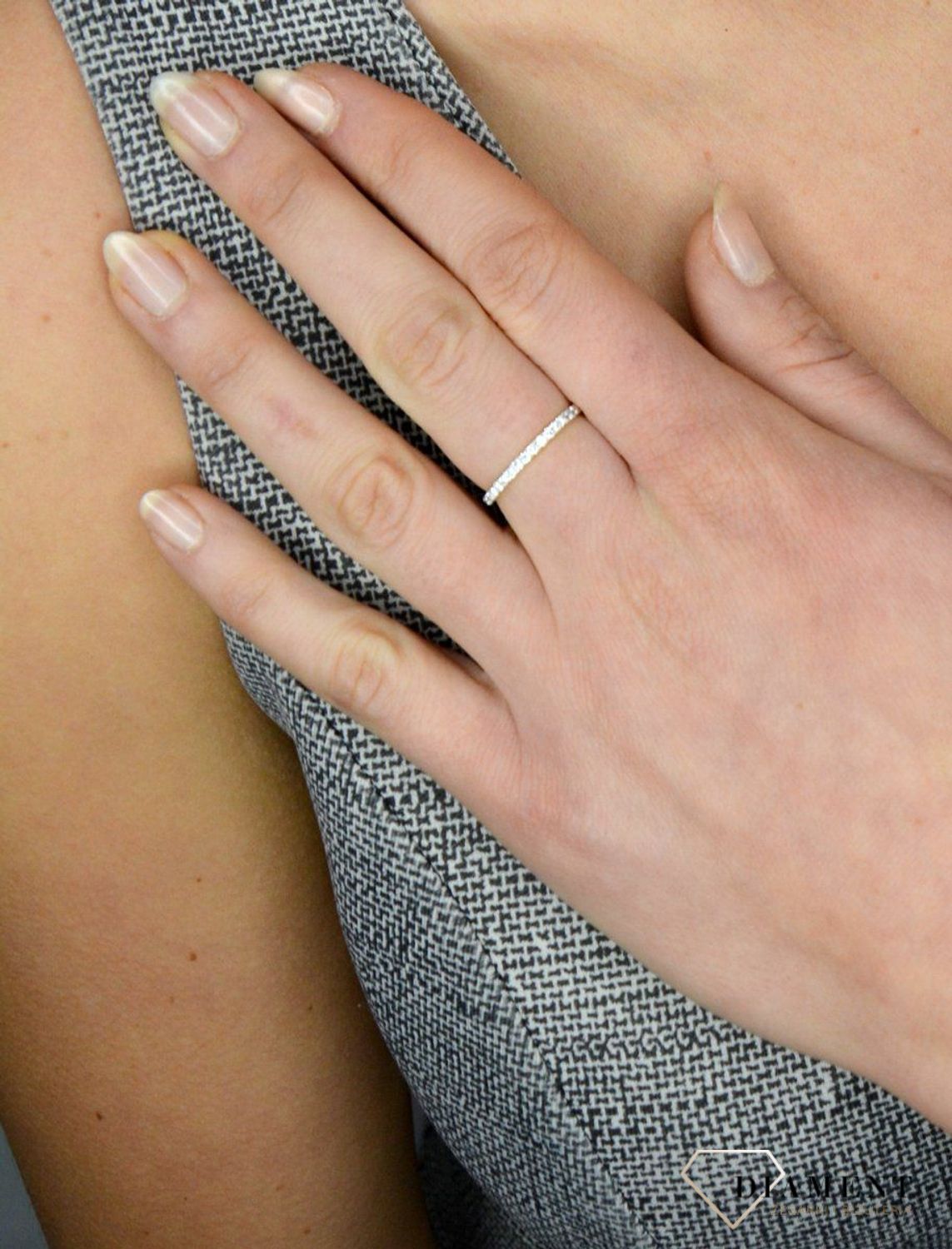 Pierścionek złoty DIAMENT obrączka, białe diamenty 0,22ct17 R47765Y.jpg