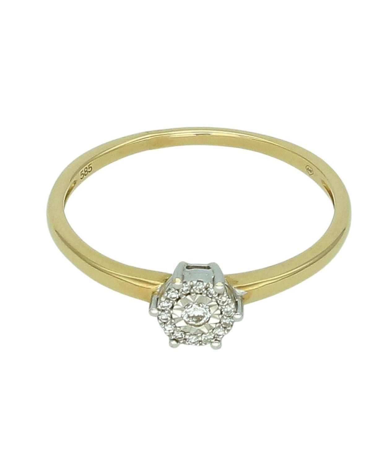 Złoty pierścionek z diamentami 0,09 ct – złoto 585, rozmiar 22, elegancki pierścionek z brylantami.jpg