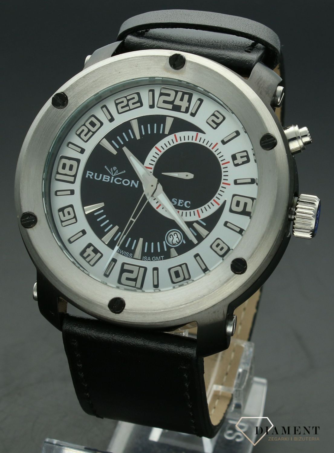 Zegarek męski Rubicon 24-godzinowa tarcz R4CC09TASB RN10C09. Męski zegarek szwajcarski mechanizm. Zegarek z 24 godzinami. Męski nowoczesny zegarek. Zegarek na prezent dla mężczyzny..jpg