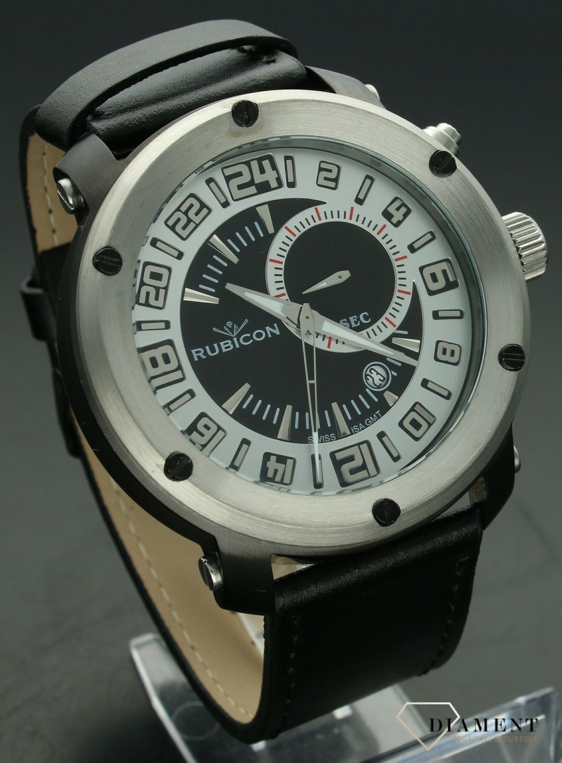 Zegarek męski Rubicon 24-godzinowa tarcz R4CC09TASB RN10C09. Męski zegarek szwajcarski mechanizm. Zegarek z 24 godzinami. Męski nowoczesny zegarek. Zegarek na prezent dla mężczyzny..jpg