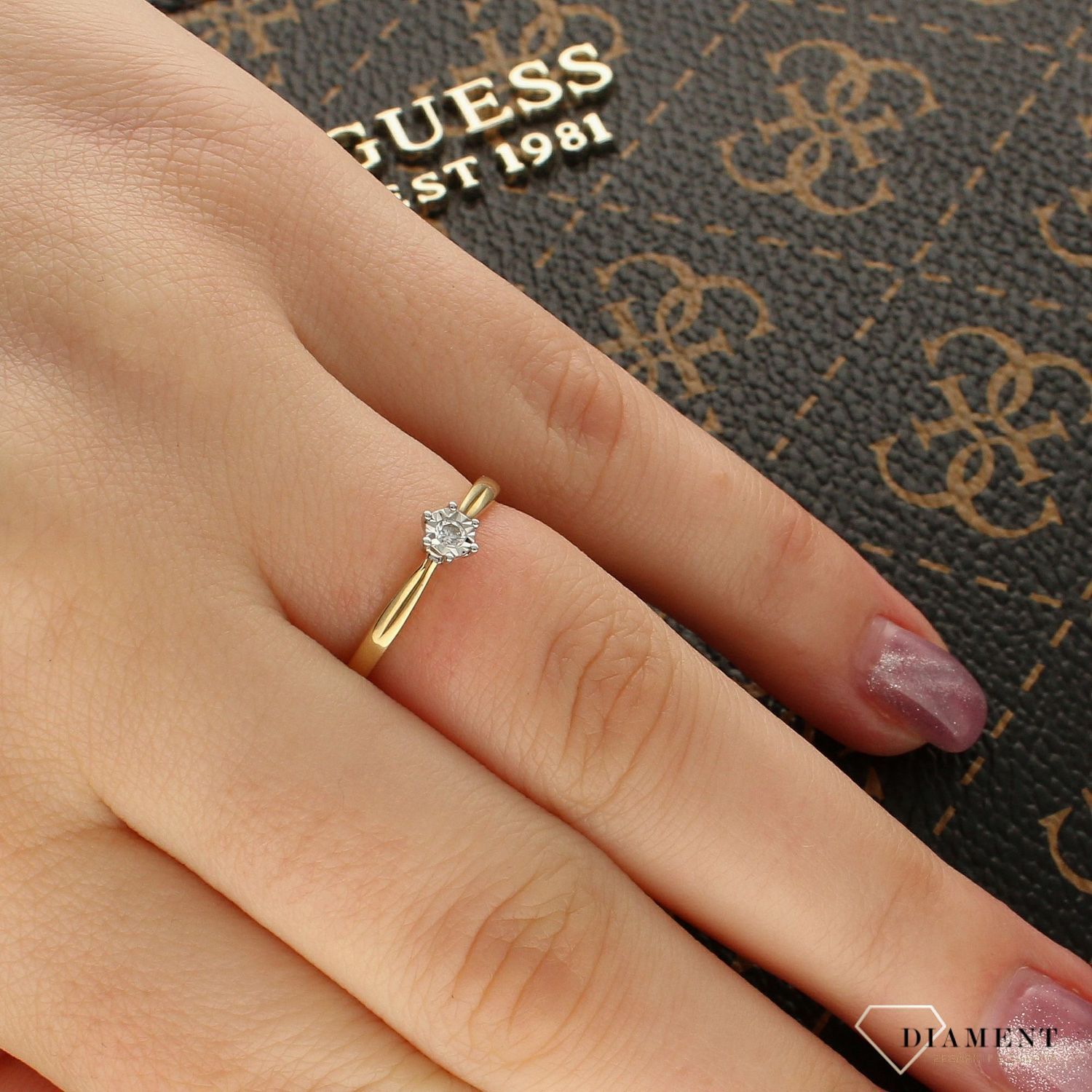 Pierścionek złoty zaręczynowy DIAMENT diament 0,06ct R50337YW 0800023414.jpg