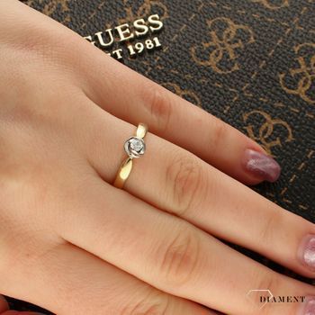 Złoty pierścionek  Diament w róży  585 DIAMENT R54123YW.jpg