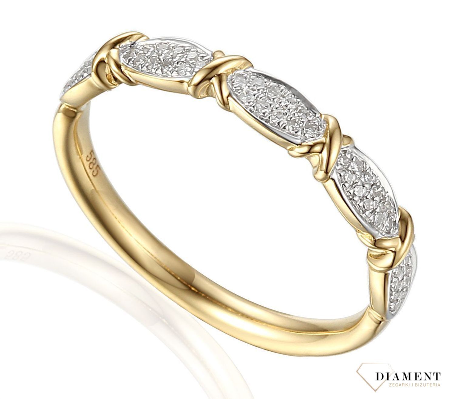 Pierścionek złoty DIAMENT żółte złoto, diamenty, obrączka. R59644Y Pierścionki zaręczynowe. Piękny pierścionek ozdobiony brylantami. 59644RD1AJJ-H.jpg