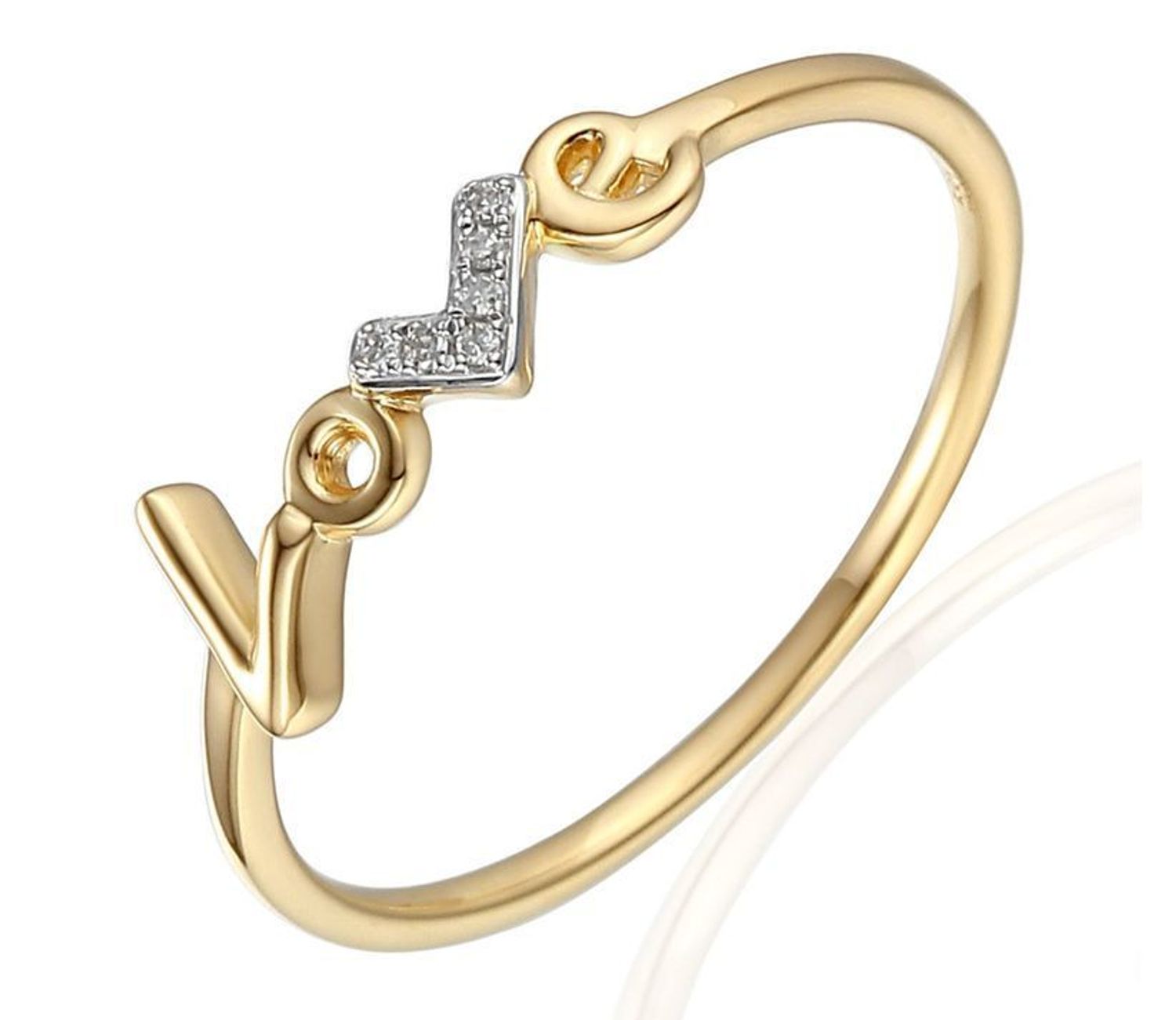 pierścionek złoty z diamentami z napisem Love, Pierścionek Arenart 0660074228 wykonany ze złota próby 585. Pierścionek z brylantami wielkości 0,02 ct, barwie H oraz czystości SI. Piękny pierścionek z.jpg