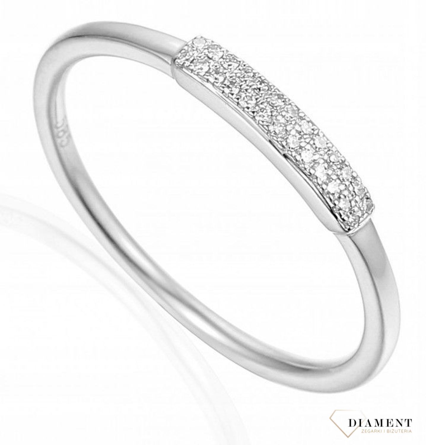 Pierścionek złoty DIAMENT 585 białe złoto, diamenty w kolorze białego złota z 26 diamentami..jpg