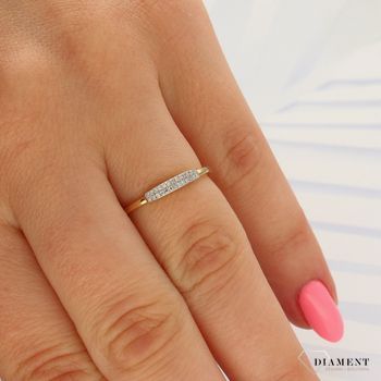 Pierścionek złoty DIAMENT 585 paseczek diamentów R64509.jpg