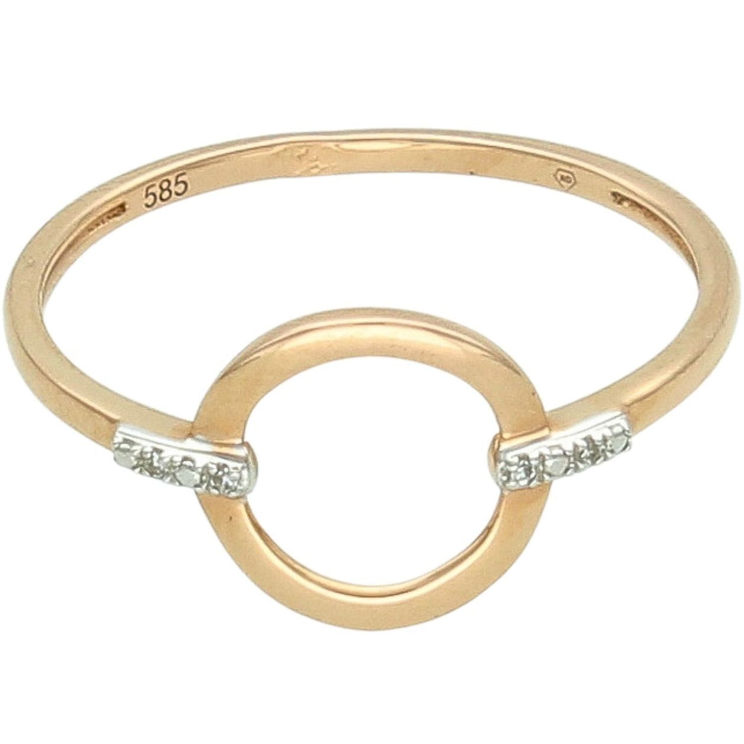 Pierścionek z różowego złota 585 z brylantami i ozdobnym kółecziem - Rozmiar 16 pink.jpg