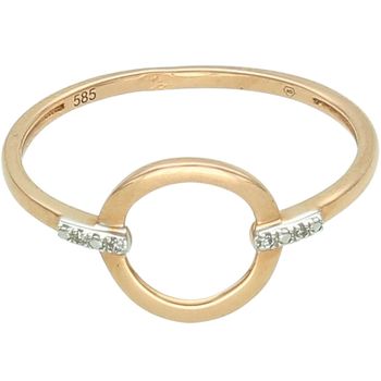 Pierścionek z różowego złota 585 z brylantami i ozdobnym kółecziem - Rozmiar 16 pink.jpg