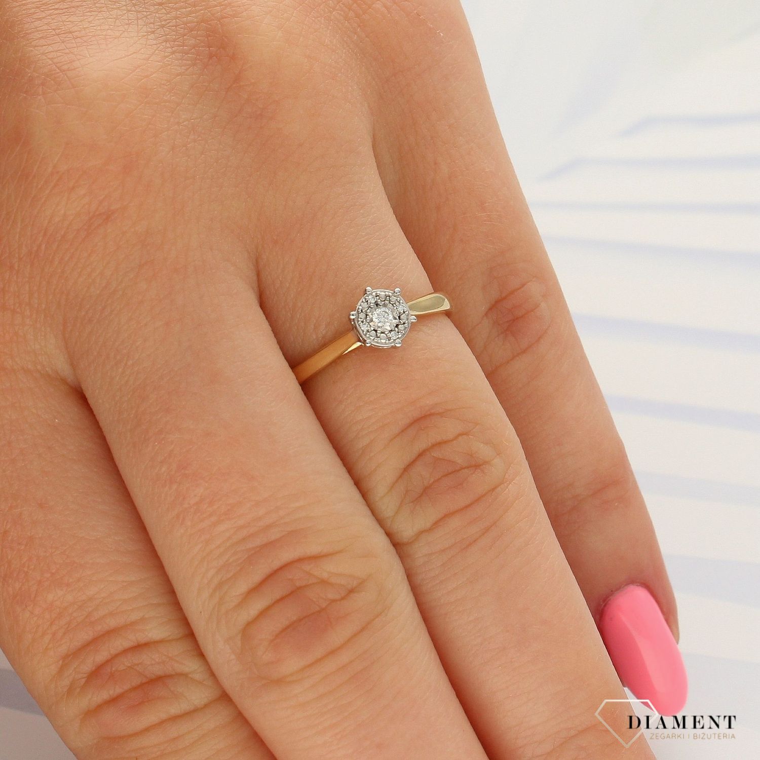 Pierścionek złoty DIAMENT 585 zaręczynowy TEN JEDYNY R69682.jpg