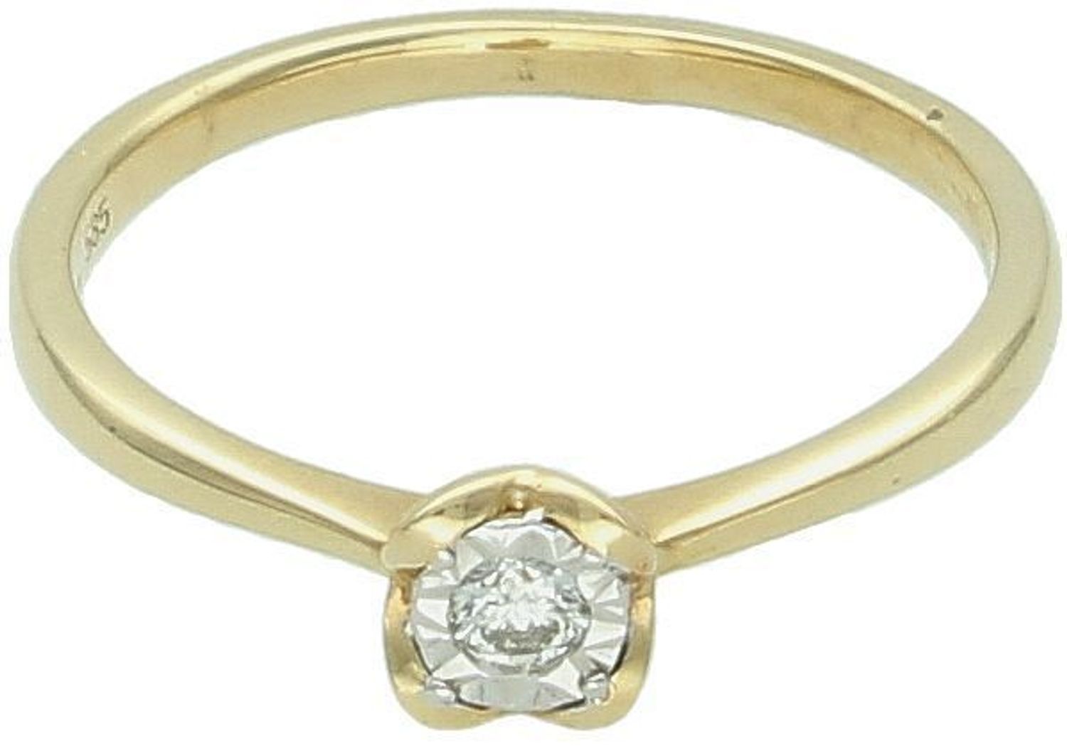 Złoty Pierścionek z Diamentem „Oprawa Serca” 585  Żółte Złoto  Rozmiar 13.jpg