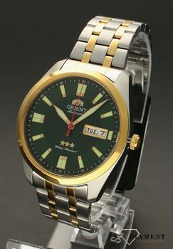 Zegarek męski na bransolecie z zieloną tarczą ORIENT Automat z Japonii RA-AB0026E19B ⌚ (2).jpg