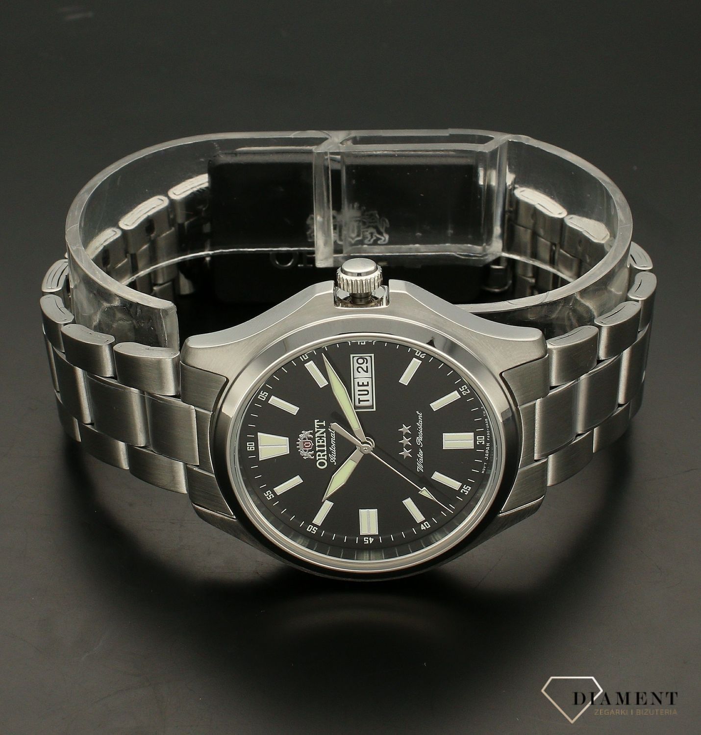 Zegarek męski japoński Orient CRYSTAL 21 JEWELS RA-AB0F07B19B z kolekcji AUTOMATIC to zegarek mechaniczny wyposażony dodatkowo w urządzenie nazywane automatycznym naciągiem..webp