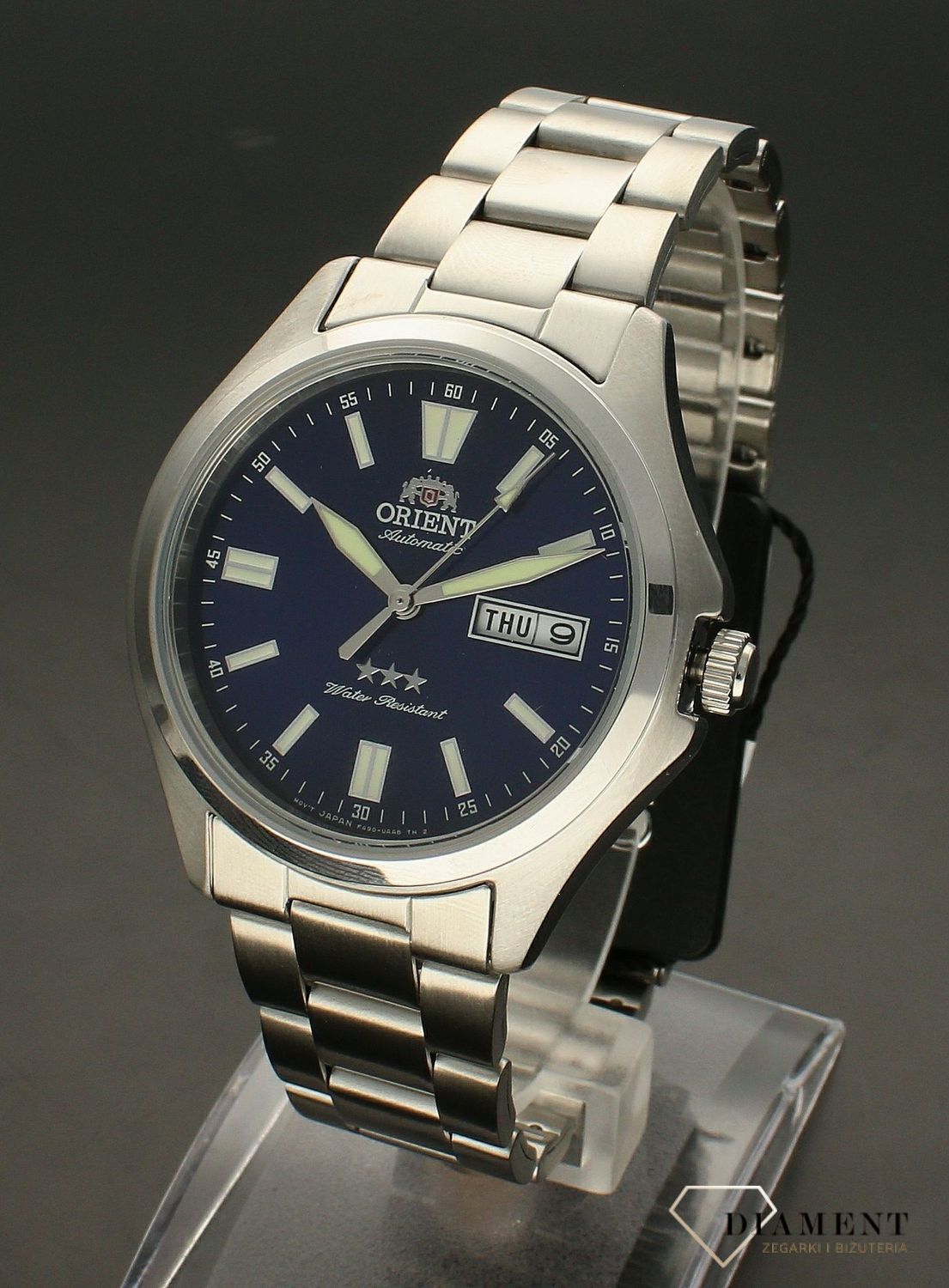 Zegarek męski japoński Orient CRYSTAL 21 JEWELS RA-AB0F09L19B z kolekcji AUTOMATIC to zegarek mechaniczny wyposażony dodatkowo w urządzenie nazywane automatycznym naciągiem.webp