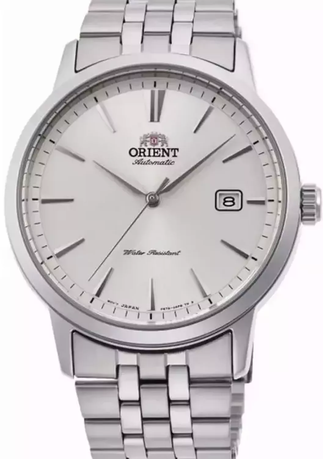 Odkryj Orient RA-AC0F02S30B – elegancki męski zegarek automatyczny ze srebrną tarczą, stalową kopertą i bransoletą 316L, z funkcją datownika i 40-godzinną rezerwą chodu.1.webp