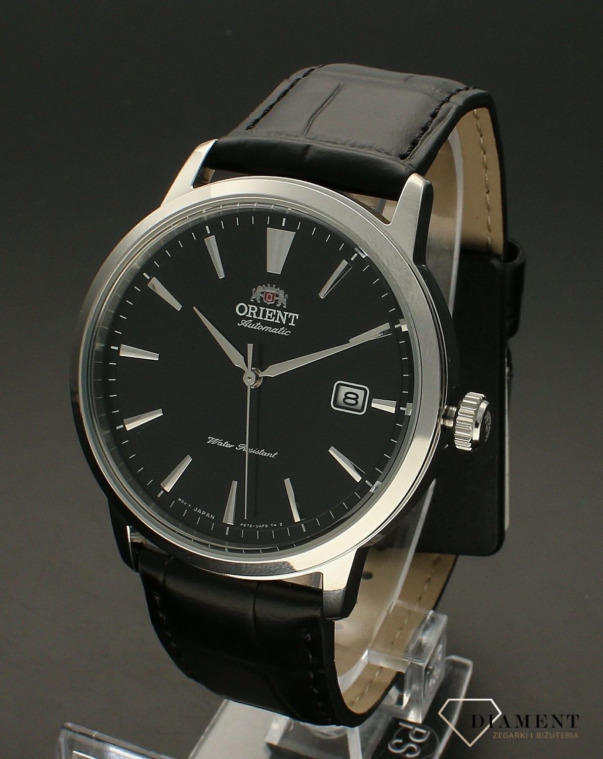 Zegarek męski Orient Classic Automatic RA-AC0F05B10B. Zegarek z wodoszczelnością 50m (5 ATM), gwarantuje właścicielowi, że nie musi bać się zachlapań, czyli np. mycia rąk.  Zegarek mechaniczny wyposażony dodatkowo w urządzenie nazywane automaty.jpg