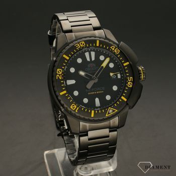 Zegarek męski na czarnej bransolecie Orient RA-AC0L06B00B ! Czarny zegarek z żółtymi dodatkami!1w (1).jpg