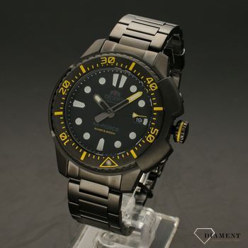 Zegarek męski na czarnej bransolecie Orient RA-AC0L06B00B ! Czarny zegarek z żółtymi dodatkami!1w (2).jpg