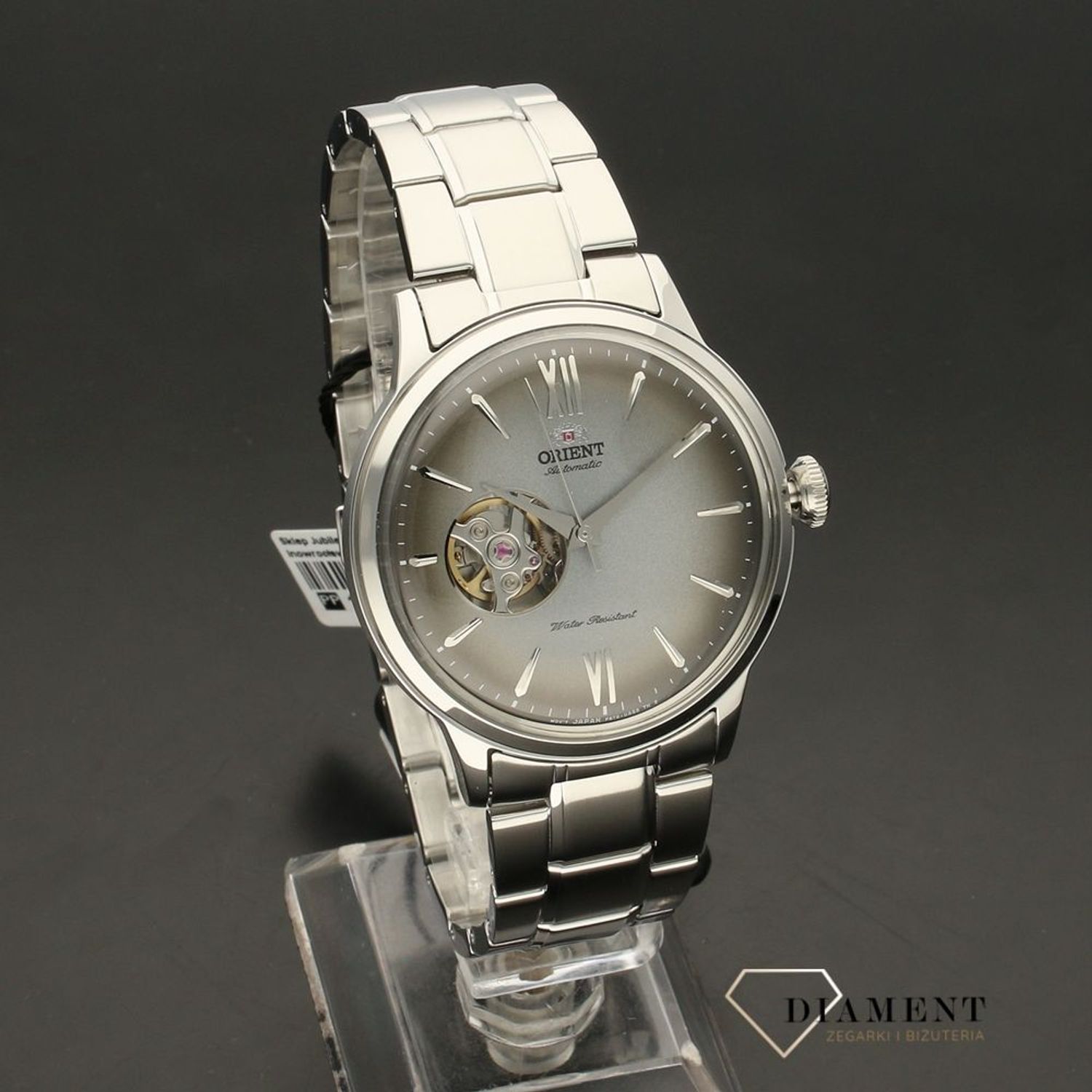 Zegarek męski Orient to elegancki zegarek na stalowej bransolecie z piękną szara tarczą. Zegarek będzie świetnym pomysłem na prezent dla mężczyzny.1.jpg