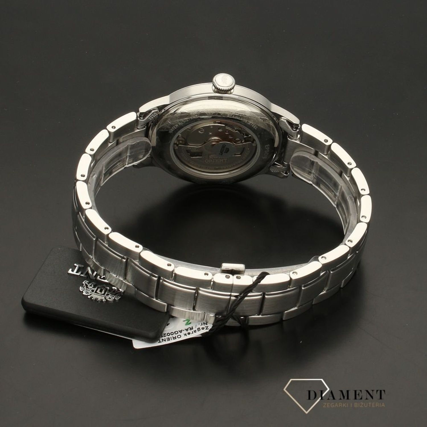 Zegarek męski Orient to elegancki zegarek na stalowej bransolecie z piękną szara tarczą. Zegarek będzie świetnym pomysłem na prezent dla mężczyzny.1.jpg