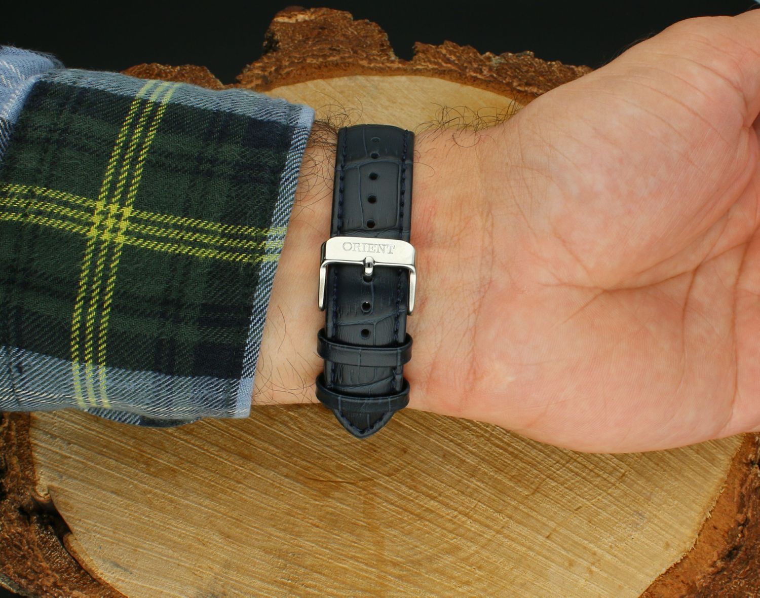 Zegarek Orient RA-AK0806L30B Bambino Sun & Moon – automatyczny, granatowy, skóra, datownik.jpg