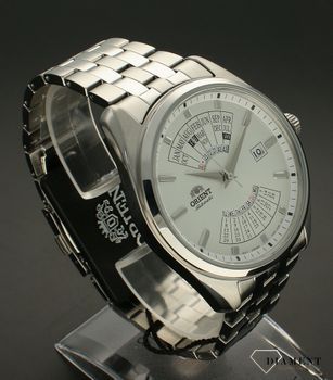 Zegarek męski Orient 'Biała Patelnia' RA-BA0004S10B. Męski zegarek Orient na bransolecie RA-BA0004S10B popularnie nazywany patelnią to model mechanicznego zegarka wyposażony dodatkowo w urządzenie nazywane automatycznym naci (3).jpg