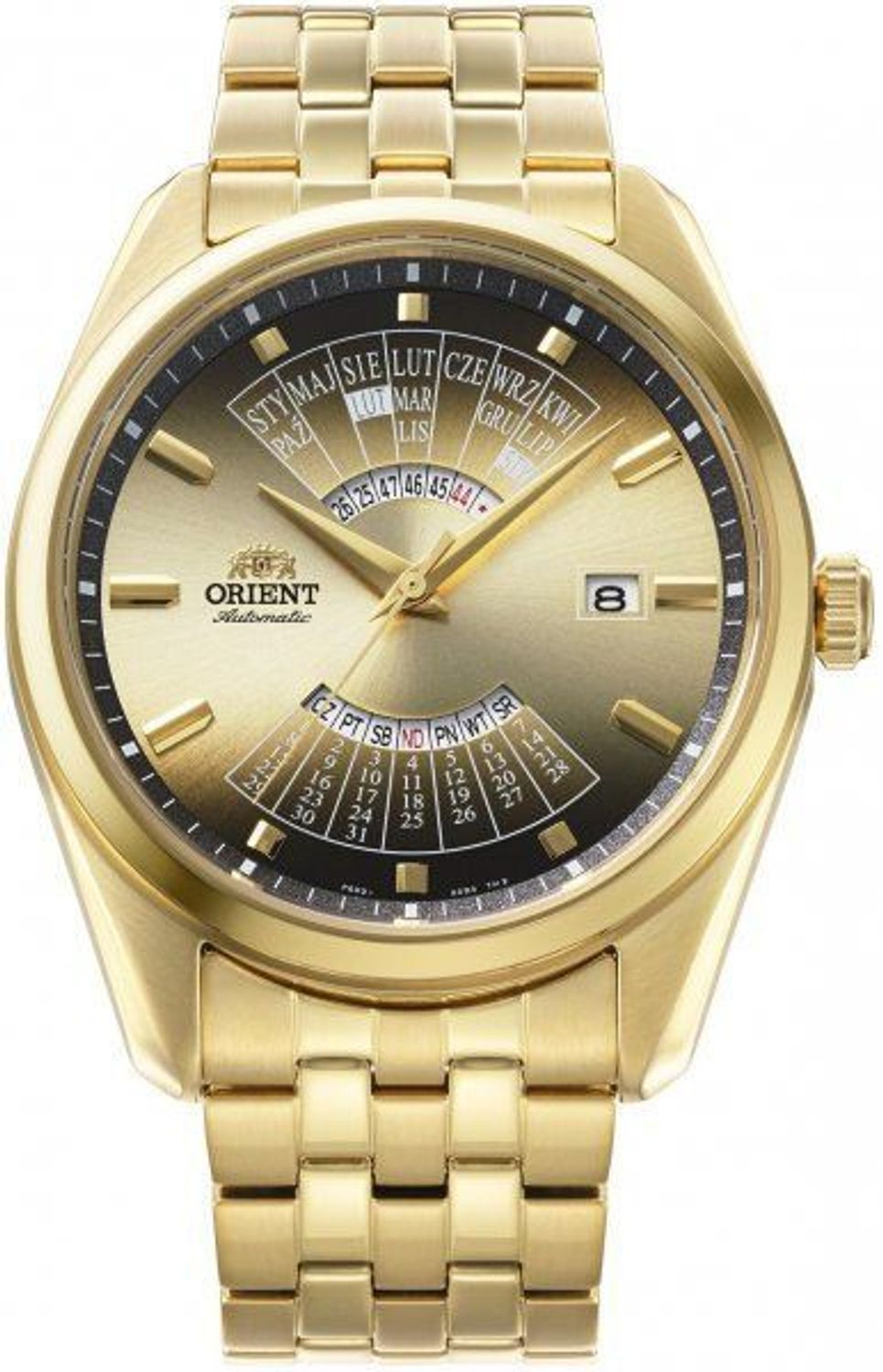 Zegarek Orient Gent Automatic Multi-Year Calendar Poland Edition RA-BA0007G3YB. Mechanizm automatyczny, koperta stal 316L 43 mm, bransoleta złota stalowa, 1.jpg