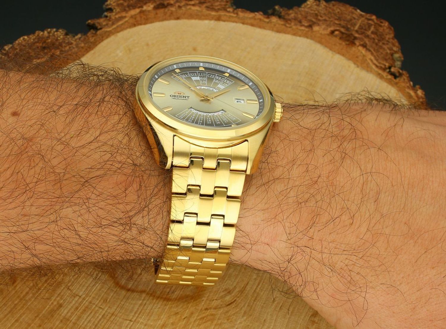 Zegarek Orient Gent Automatic Multi-Year Calendar Poland Edition RA-BA0007G3YB. Mechanizm automatyczny, koperta stal 316L 43 mm, bransoleta złota stalowa, 1.jpg