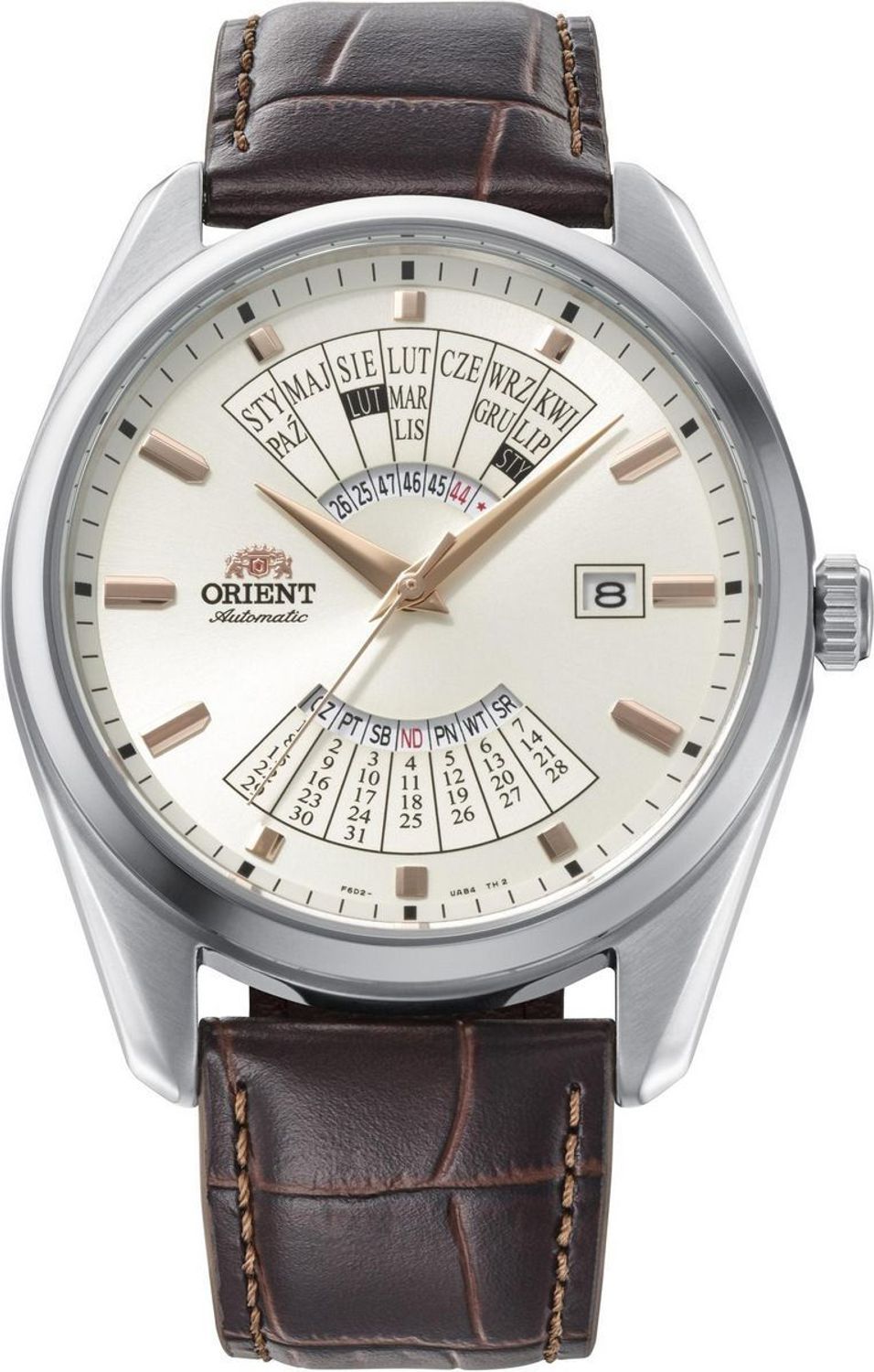 Zegarek Orient Contemporary Multi Year Calendar Poland RA-BA0009S3YB. Automatyczny mechanizm, koperta stal szlachetna 43,5 mm, tarcza złamana biel, skórzany pasek 22 mm, Multi-Year Calendar na 1.jpg