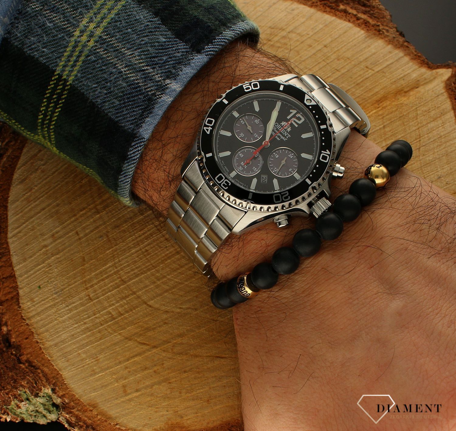 Zegarek męski Orient Mako Solar na bransolecie RA-TX0202B10B. Męski zegarek na bransolecie. Męski zegarek do nurkowania. Zegarek męski Orient z chronografem. Zegarek męski Orient na bransolecie idealny na prezent..jpg