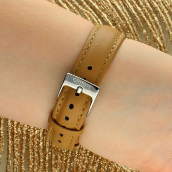 Zegarek Damski Orient RA-WG0604S10B Contemporary Solar – Różowe Złoto, Srebrna Tarcza, Skórzany Pasek zapięcie.jpg