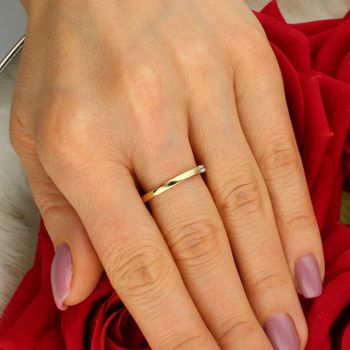 Złoty Pierścionek Obrączkowy z 15 Diamentami – Próba 585, Rozmiar 15  RA4605 tył.jpg