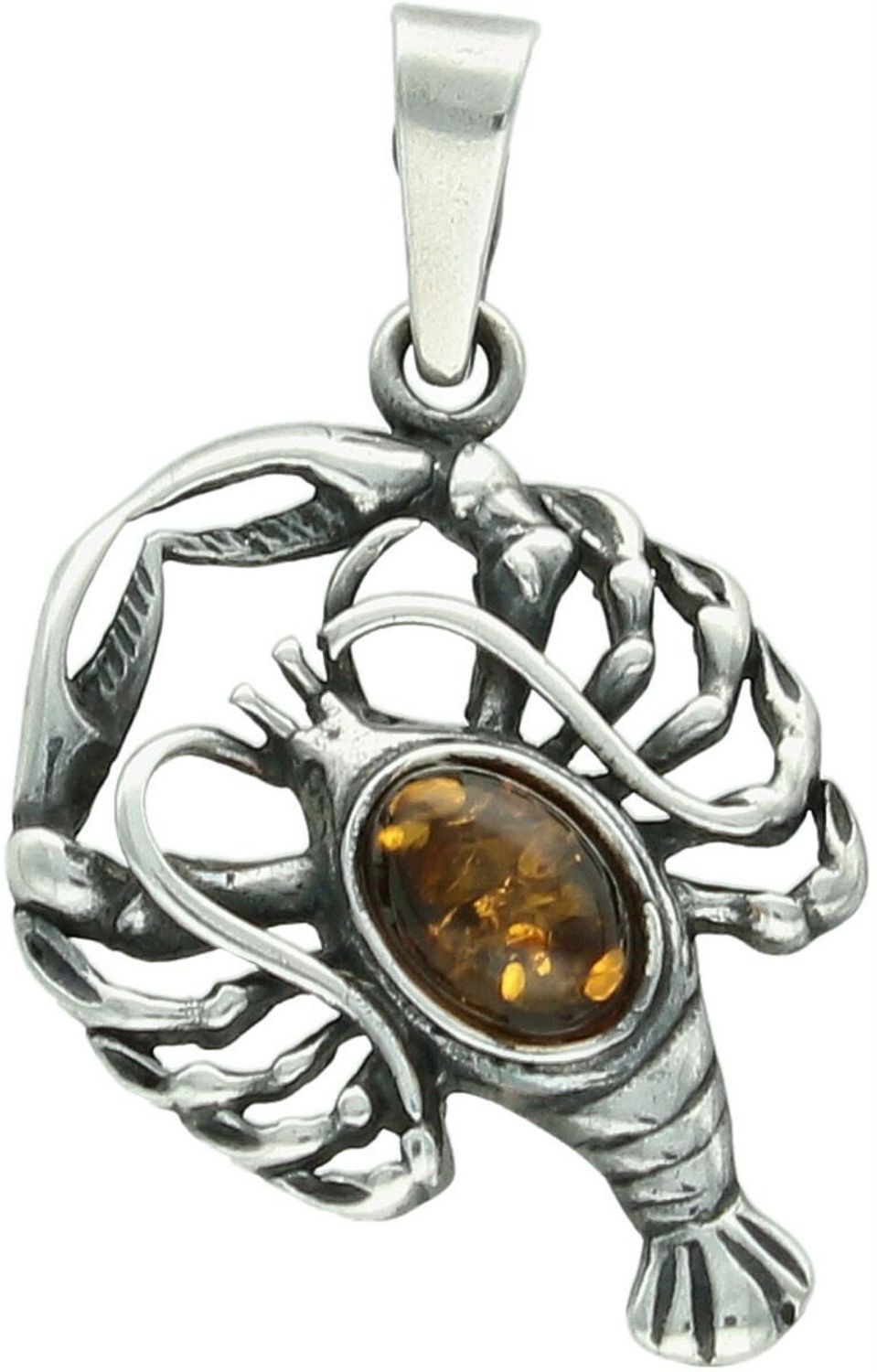 Srebrna zawieszka próby 925 ze znakiem zodiaku Rak i naturalnym bursztynem. Wymiary 3,0 × 1,8 cm, waga 2,07 g. Symboliczny i elegancki dodatek idealny na prezent.1.jpg