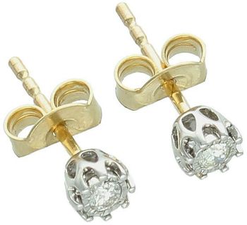 Złote kolczyki z diamentami 0,18ct GHSI – RE278Y, próba 585, sztyft, złoto dwukolorowe Au.jpg