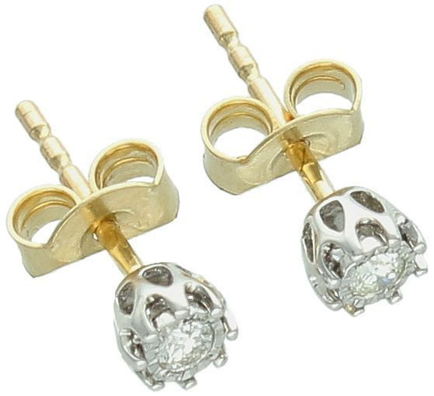 Złote kolczyki z diamentami 0,18ct GHSI – RE278Y, próba 585, sztyft, złoto dwukolorowe.jpg