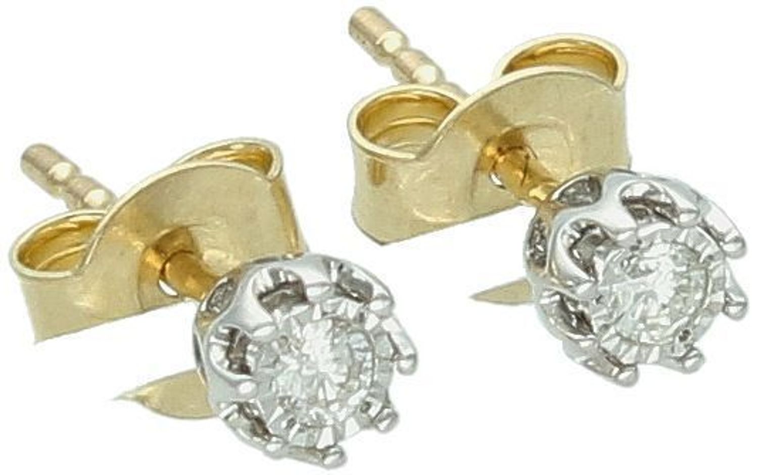 Złote kolczyki z diamentami 0,18ct GHSI – RE278Y, próba 585, sztyft, złoto dwukolorowe.jpg