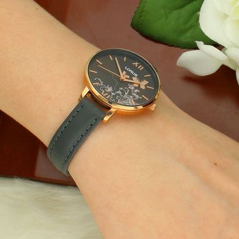 Zegarek damski Lorus RG202TX9 „Łąka na tarczy” – różowe złoto, skórzany pasek.jpg