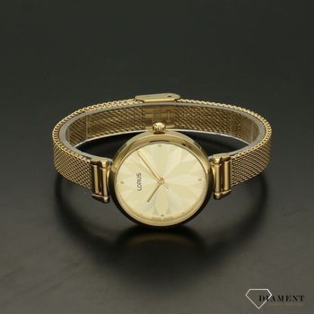 Zegarek damski na złotej bransolecie Lorus RG208TX9 to połączenie złota z kremową tarczą o geometrycznym wzorze (3).jpg