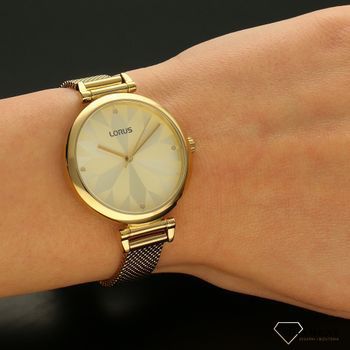 Zegarek damski na złotej bransolecie Lorus RG208TX9 to połączenie złota z kremową tarczą o geometrycznym wzorze (5).jpg