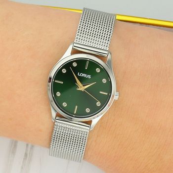 Zegarek damski Lorus RG209ZX9 – zielona tarcza, bransoleta mesh, srebrny 50M srebrny.jpg