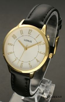 Zegarek damski LORUS Classic Złote cyfry RG218UX9. Zegarek damski na czarnym pasku Lorus RG218UX9 z kopertą w kolorze pięknego złota, wyposażony jest w kwarcowy mechanizm. Damski zegarek na pasku (4).jpg