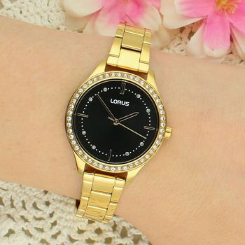 Zegarek damski Lorus RG230XX9 złoty – elegancki z czarną tarczą i cyrkoniami black.jpg