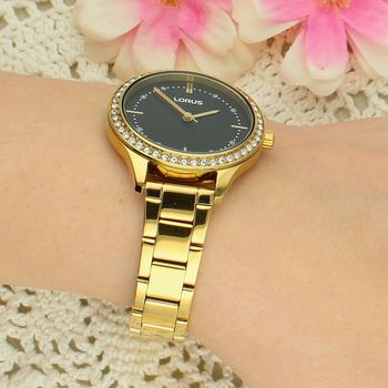 Zegarek damski Lorus RG230XX9 złoty – elegancki z czarną tarczą i cyrkoniami fashion.jpg
