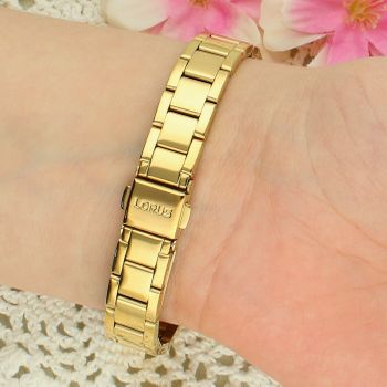 Zegarek damski Lorus RG230XX9 złoty – elegancki z czarną tarczą i cyrkoniami zapięcie.jpg