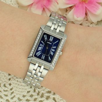 Lorus RG231YX9 Damski Zegarek Stalowy Granatowa Tarcza Rzymskie Cyfry Bransoleta 50M Elegancki niebieski.jpg