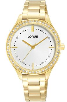 Lorus RG232XX9 Damski Zegarek Złoty PVD Srebrna Tarcza Cyrkonie Bransoleta 50M Elegancki.jpg