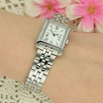Lorus RG233YX9 Damski Zegarek Stalowy Srebrna Tarcza Rzymskie Cyfry Bransoleta 50M Elegancki cyrkonie.jpg