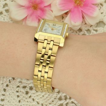 Lorus RG238YX9 Damski Zegarek Złoty PVD Srebrna Tarcza Rzymskie Cyfry Stalowa Bransoleta 50M Elegancki fashion.jpg