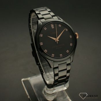 Zegarek damski Lorus na czarnej bransolecie z czarną tarczą RG239RX9 i cyrkoniami.Edycja Limitowana ⌚  (1).jpg